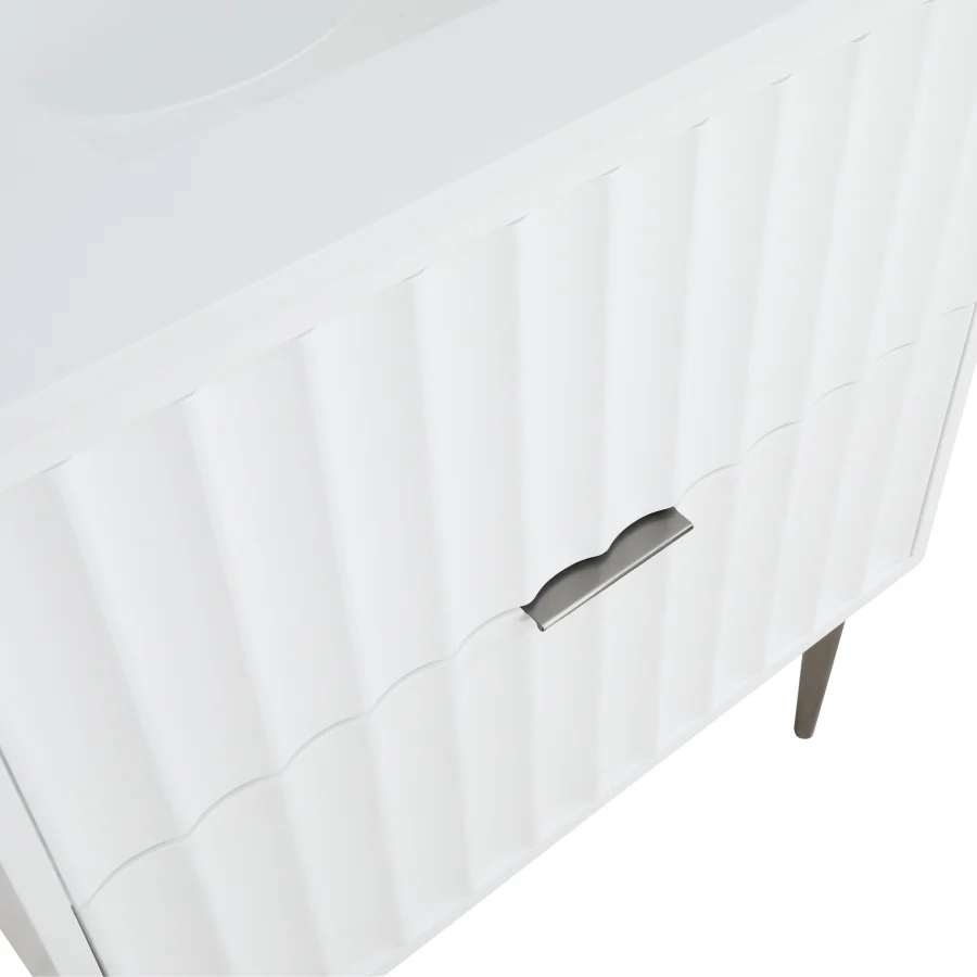 Modernist Engineered Stone Top And Solid Wood Base (brushed chrome) Bathroom Vanity - Image 27