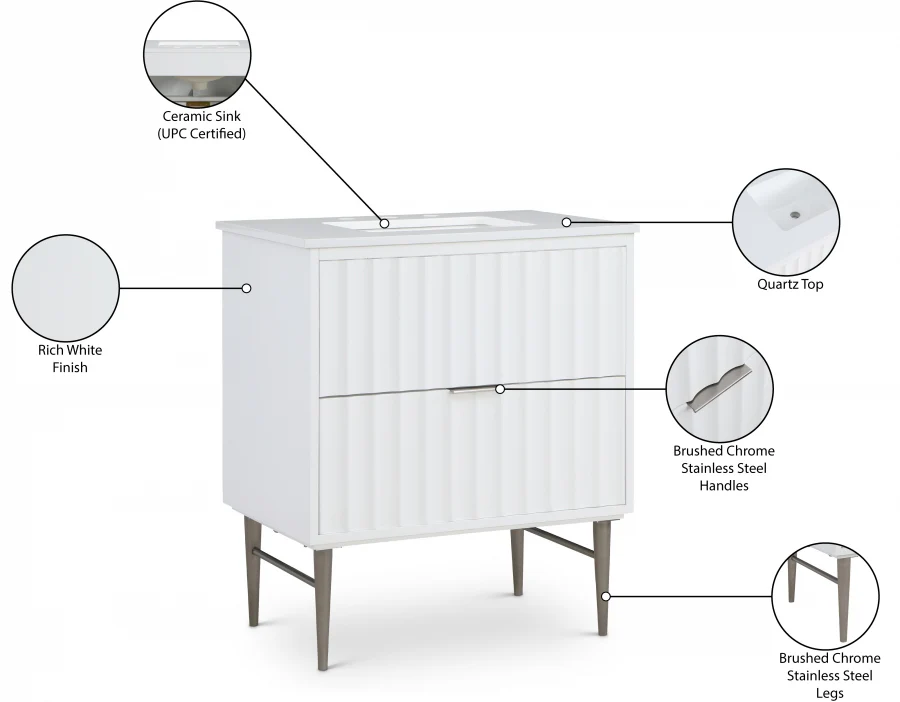 Modernist Engineered Stone Top And Solid Wood Base (brushed chrome) Bathroom Vanity - Image 29