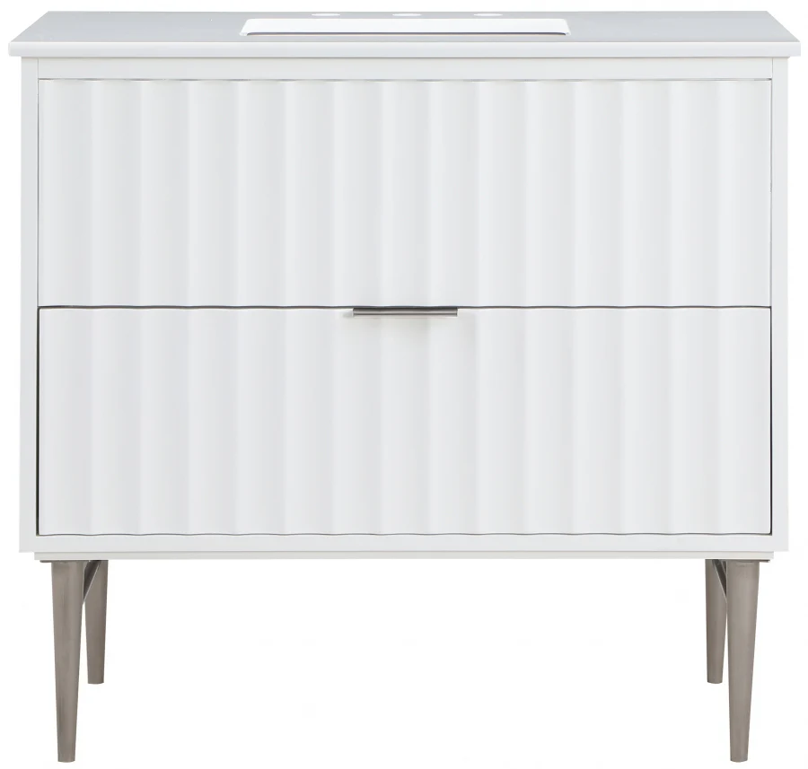 Modernist Engineered Stone Top And Solid Wood Base (brushed chrome) Bathroom Vanity - Image 30