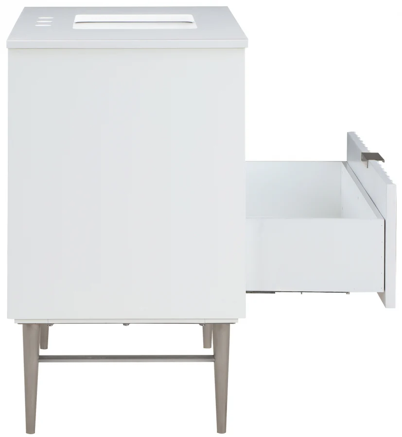 Modernist Engineered Stone Top And Solid Wood Base (brushed chrome) Bathroom Vanity - Image 37