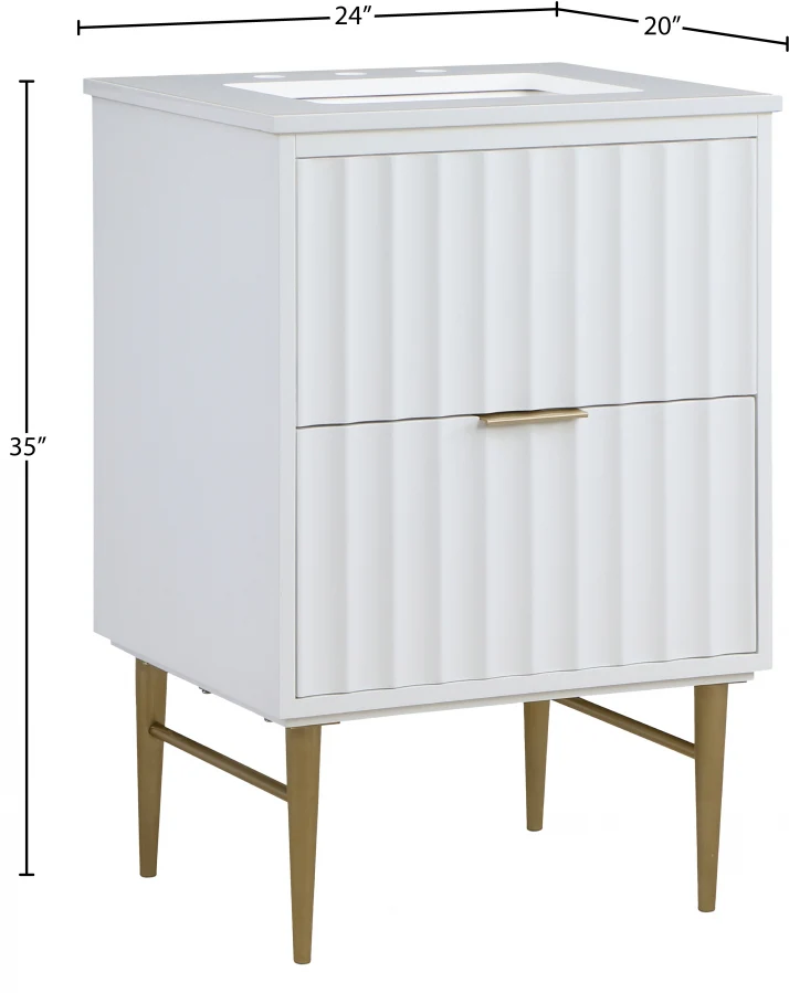 Modernist Engineered Stone Top And Solid Wood Base (brushed gold) Bathroom Vanity - Image 13