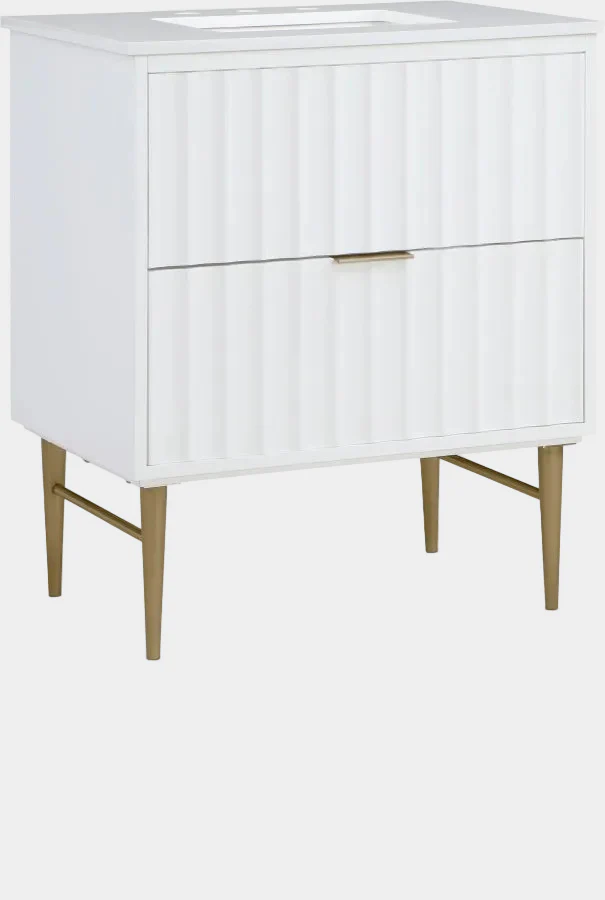 Modernist Engineered Stone Top And Solid Wood Base (brushed gold) Bathroom Vanity - Image 15
