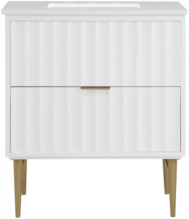 Modernist Engineered Stone Top And Solid Wood Base (brushed gold) Bathroom Vanity - Image 22