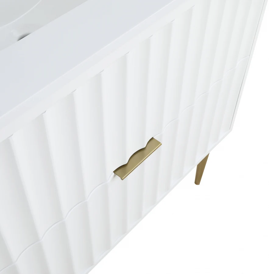 Modernist Engineered Stone Top And Solid Wood Base (brushed gold) Bathroom Vanity - Image 42