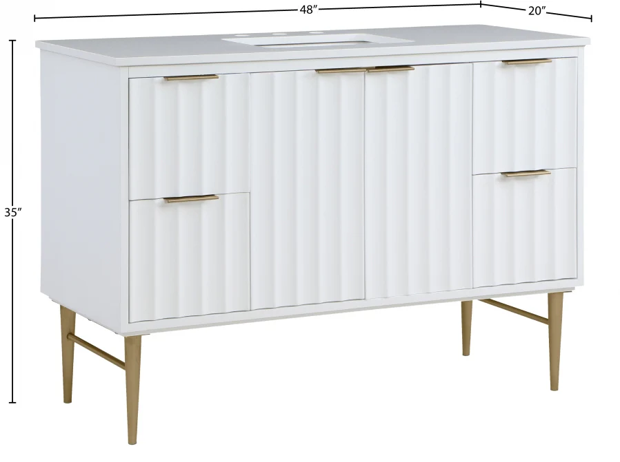 Modernist 48" Engineered Stone Top And Solid Wood Base Bathroom Vanity - Image 14