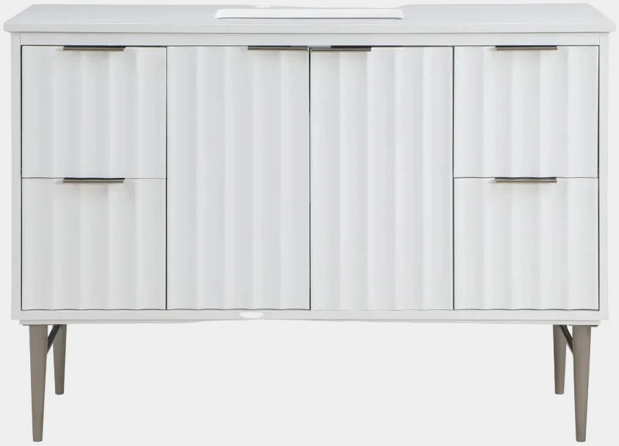 Modernist 48" Engineered Stone Top And Solid Wood Base Bathroom Vanity - Image 16
