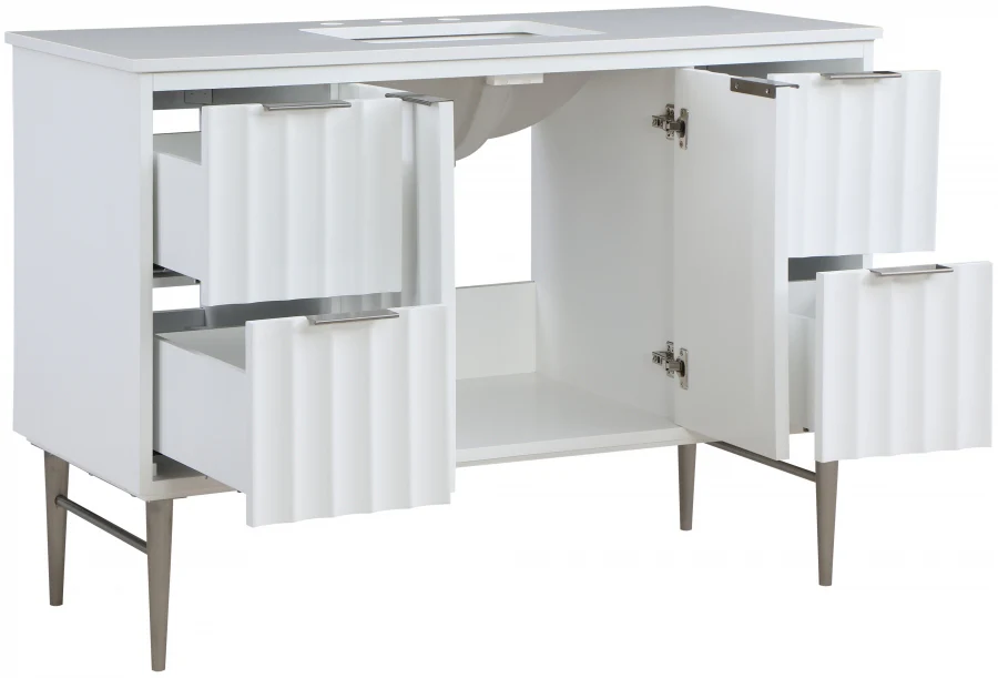 Modernist 48" Engineered Stone Top And Solid Wood Base Bathroom Vanity - Image 22