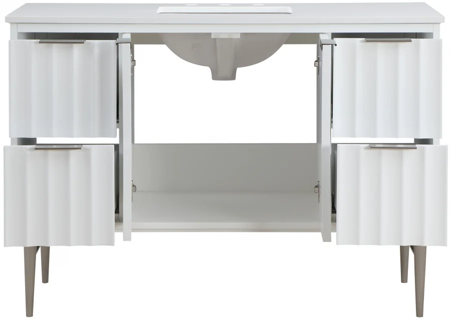 Modernist 48" Engineered Stone Top And Solid Wood Base Bathroom Vanity - Image 23