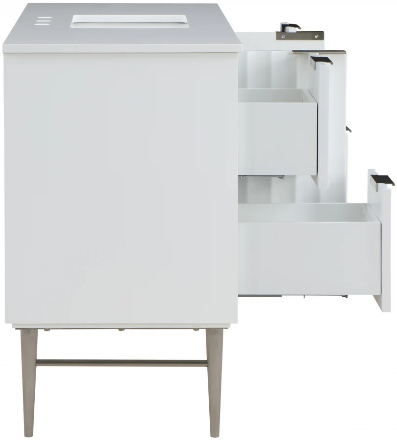 Modernist 48" Engineered Stone Top And Solid Wood Base Bathroom Vanity - Image 25