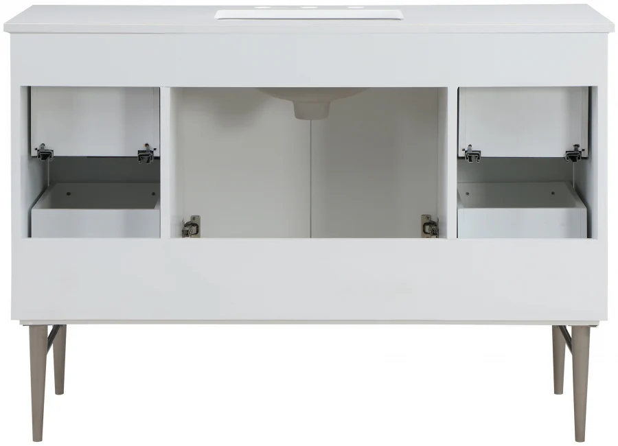 Modernist 48" Engineered Stone Top And Solid Wood Base Bathroom Vanity - Image 26