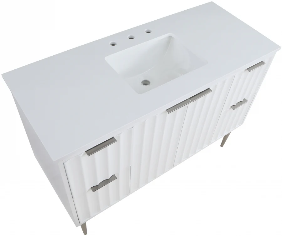 Modernist 48" Engineered Stone Top And Solid Wood Base Bathroom Vanity - Image 27