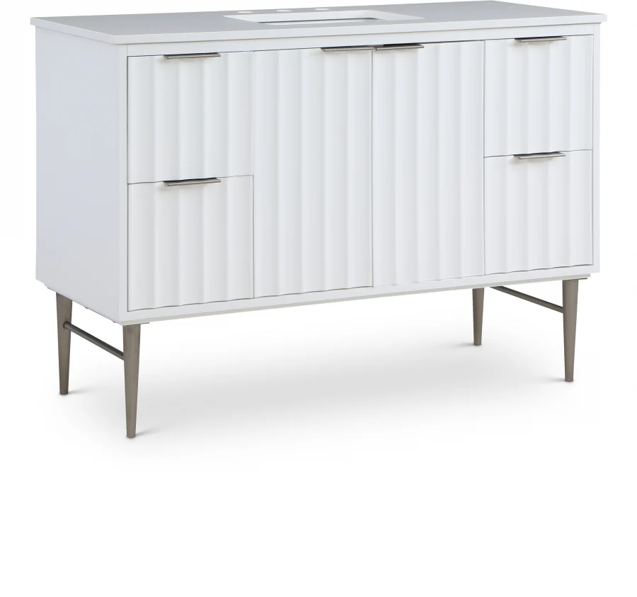 Modernist 48" Engineered Stone Top And Solid Wood Base Bathroom Vanity - Image 29