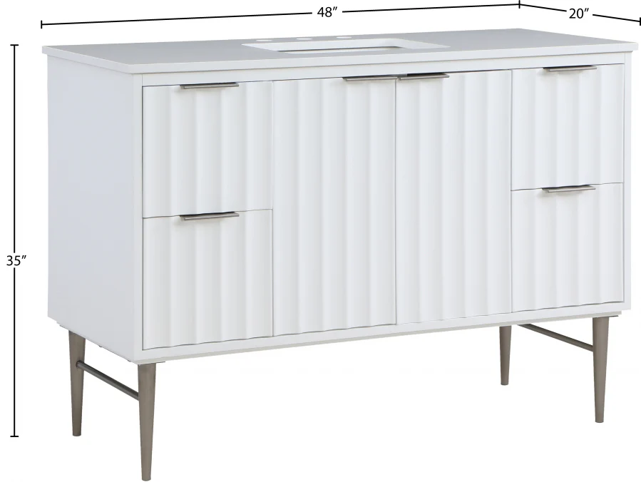 Modernist 48" Engineered Stone Top And Solid Wood Base Bathroom Vanity - Image 30