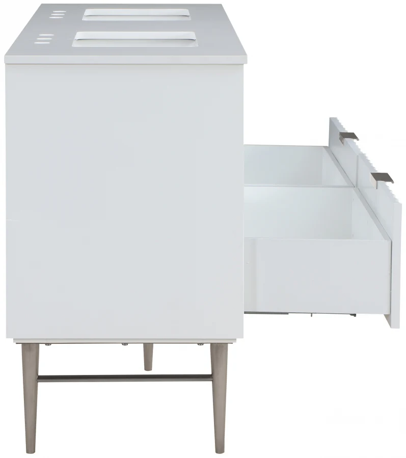Modernist 60" Engineered Stone Top And Solid Wood Base Bathroom Vanity - Image 28