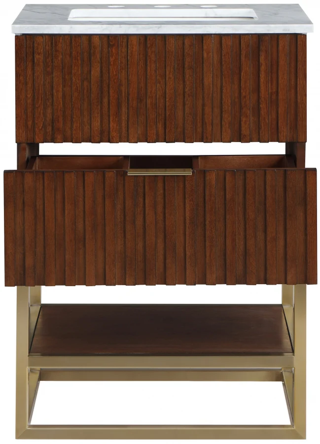 Monad Genuine Marble Top, Steel And Glass Base Vanity - Image 54
