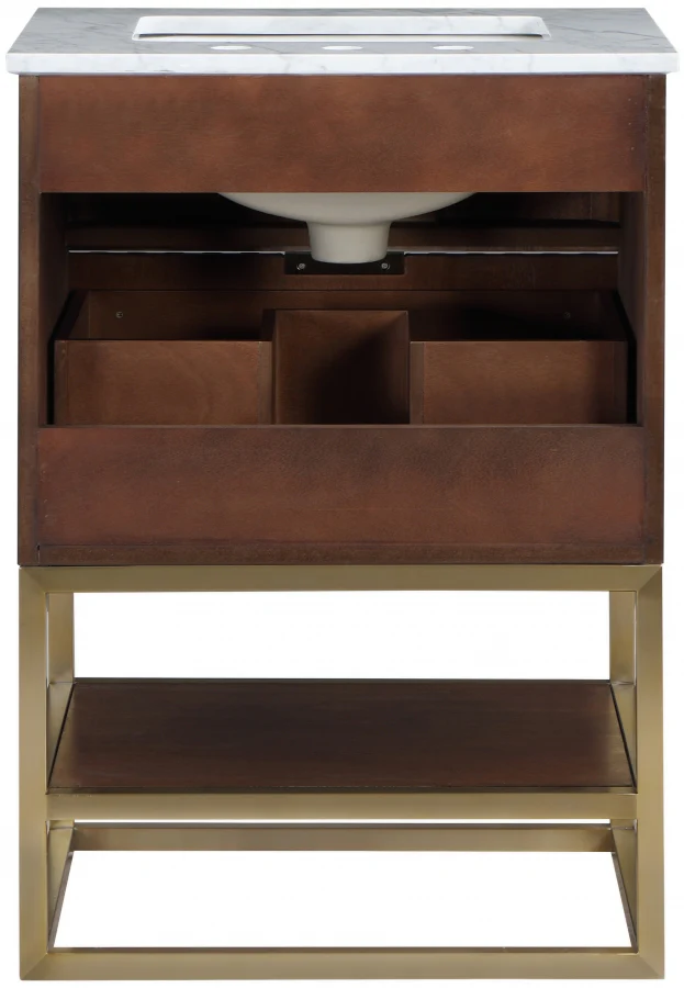 Monad Genuine Marble Top, Steel And Glass Base Vanity - Image 57