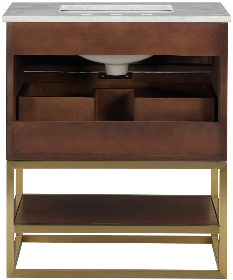 Monad Genuine Marble Top, Steel And Glass Base Vanity - Image 69