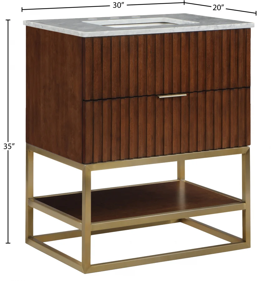 Monad Genuine Marble Top, Steel And Glass Base Vanity - Image 74