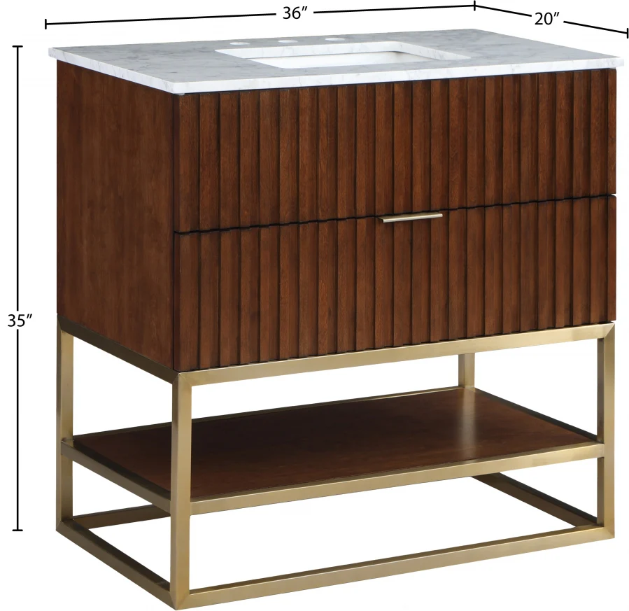 Monad Genuine Marble Top, Steel And Glass Base Vanity - Image 88