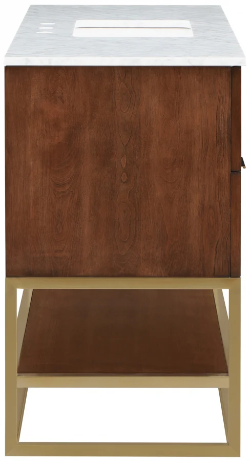 Monad 48" Genuine Marble Top, Steel And Glass Base Vanity - Image 22