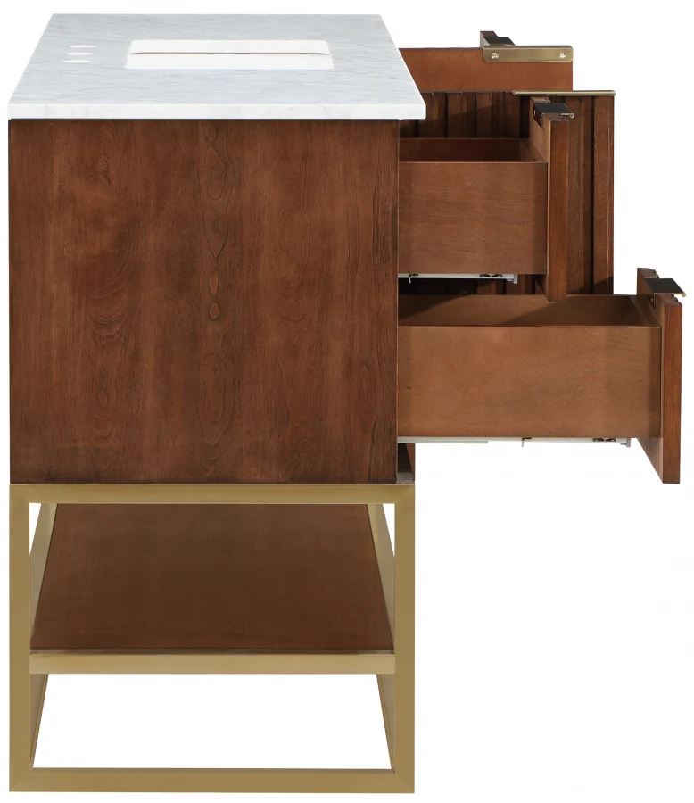 Monad 48" Genuine Marble Top, Steel And Glass Base Vanity - Image 23