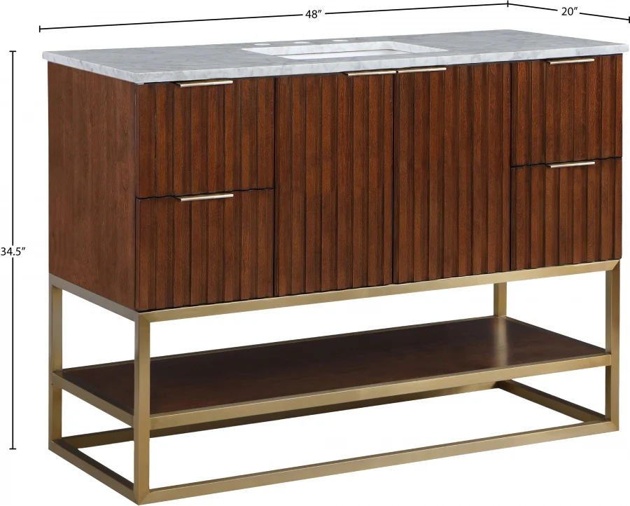 Monad 48" Genuine Marble Top, Steel And Glass Base Vanity - Image 31