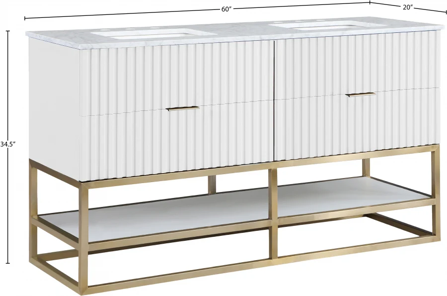 Monad 60" Genuine Marble Top, Steel And Glass Base Vanity - Image 15
