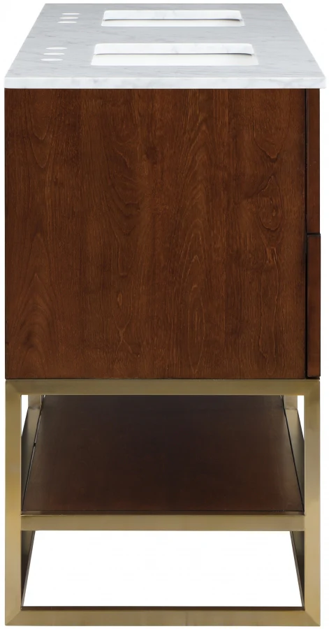 Monad 60" Genuine Marble Top, Steel And Glass Base Vanity - Image 22