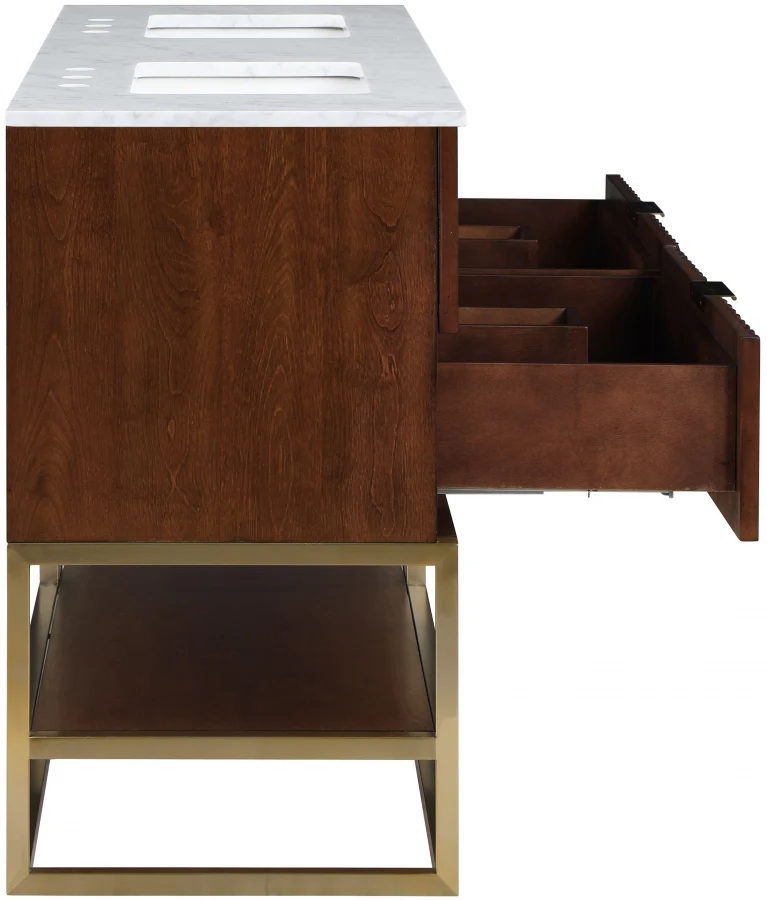 Monad 60" Genuine Marble Top, Steel And Glass Base Vanity - Image 23