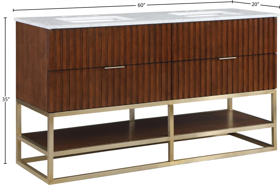 Monad 60" Genuine Marble Top, Steel And Glass Base Vanity - Image 31