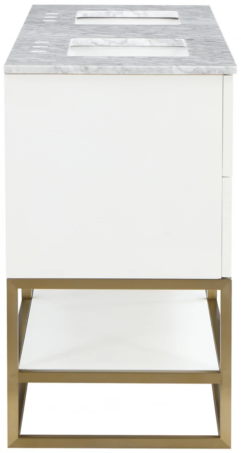 Monad 60" Genuine Marble Top, Steel And Glass Base Vanity - Image 6