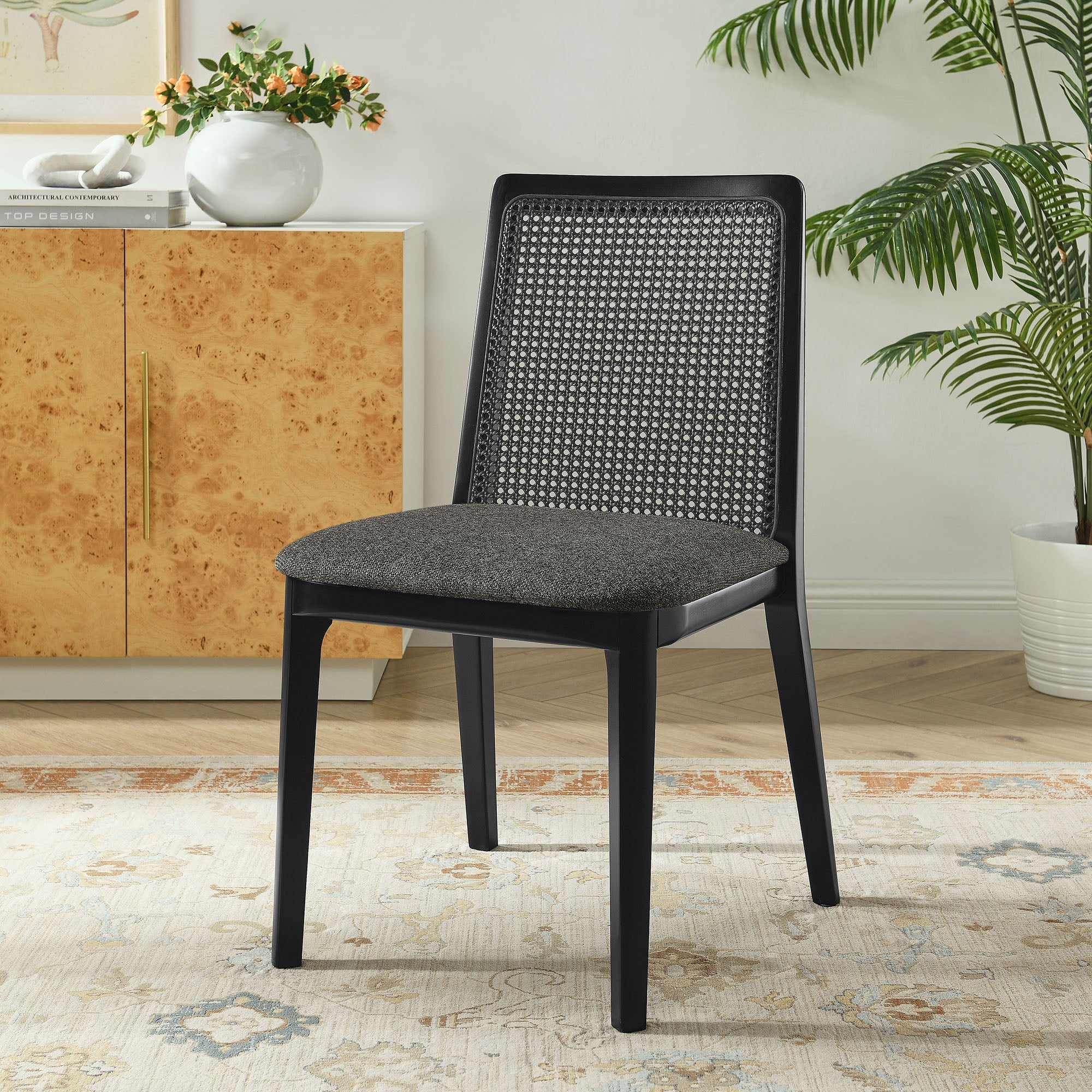 Monarch Wood and Rattan Dining Side Chair - Image 11