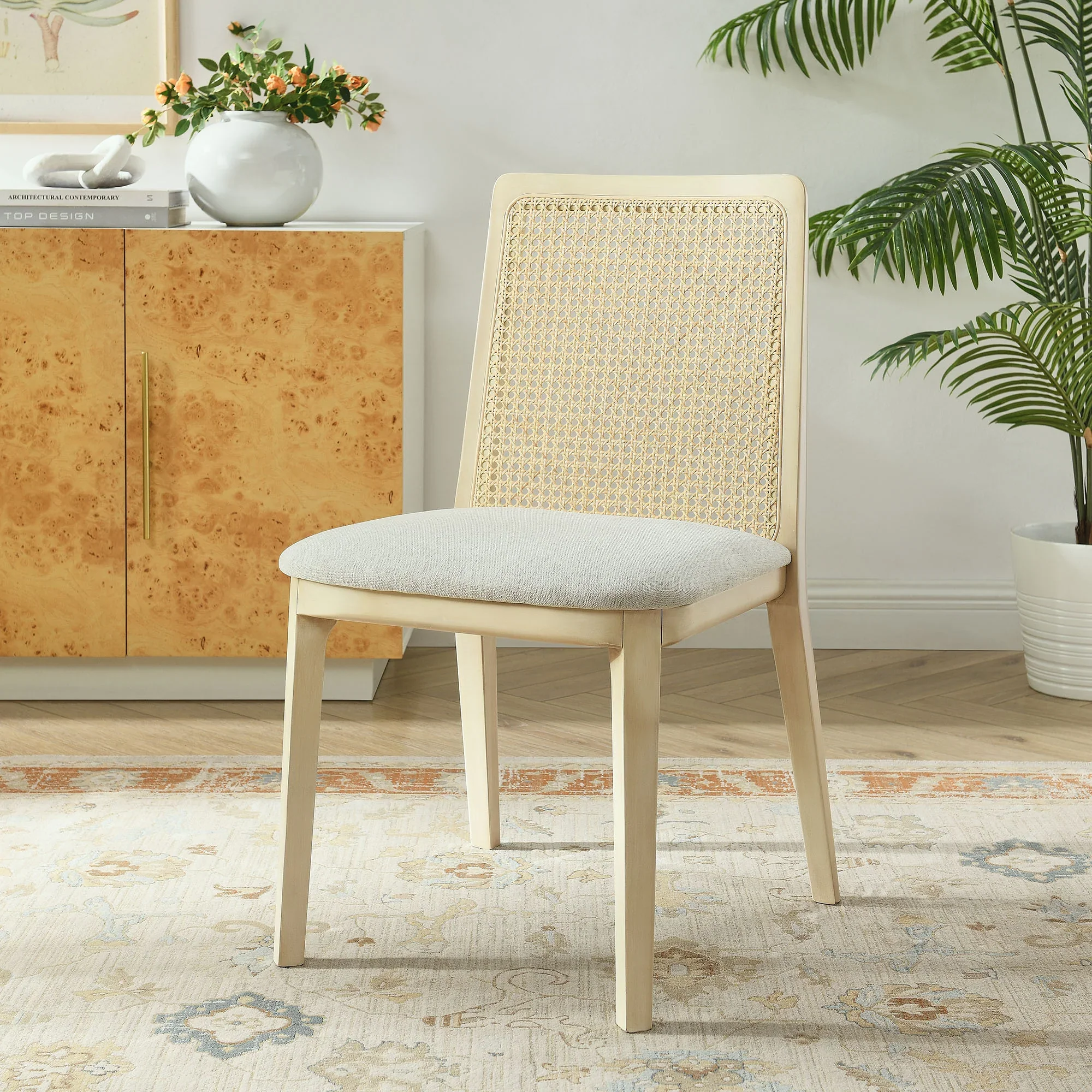 Monarch Wood and Rattan Dining Side Chair - Image 2