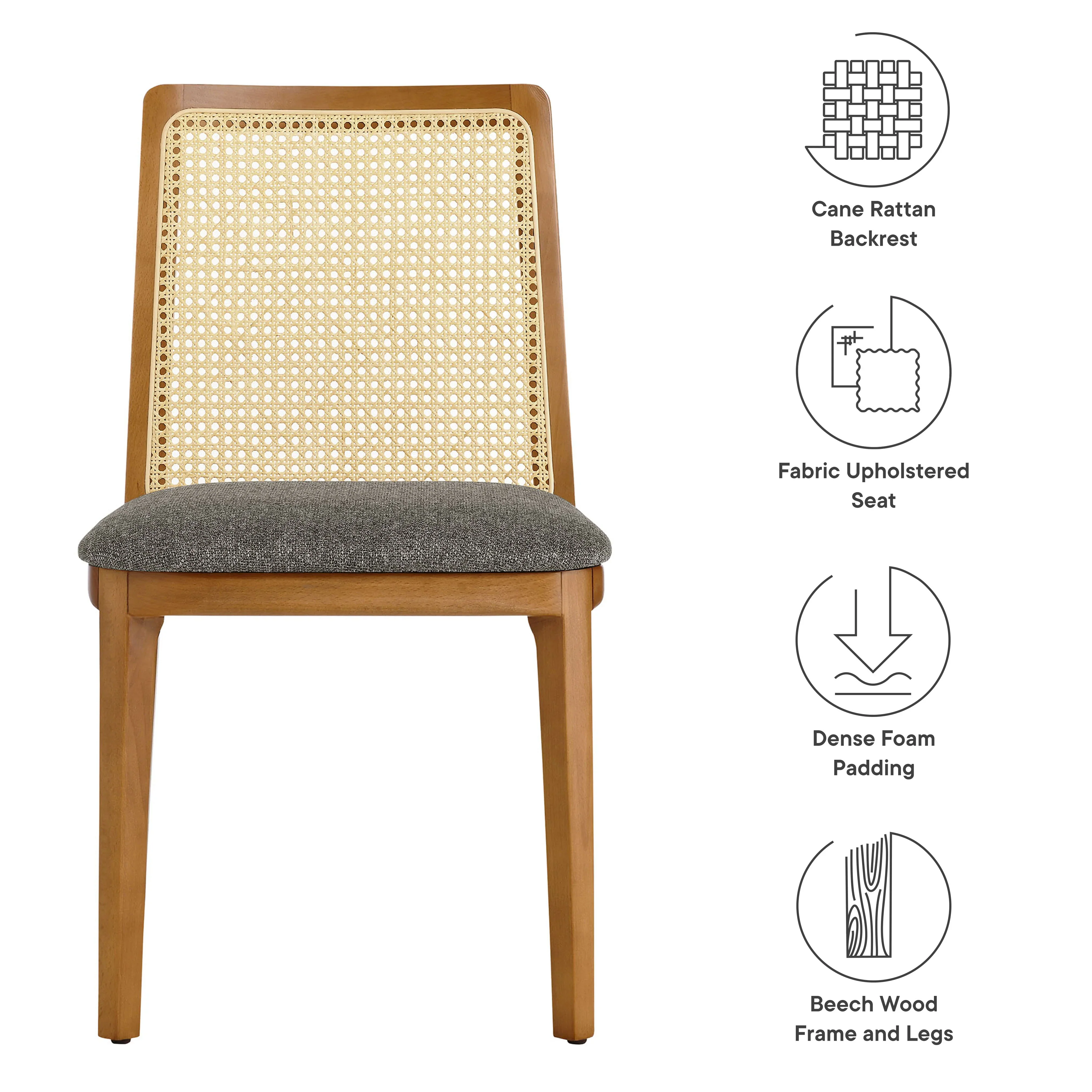 Monarch Wood and Rattan Dining Side Chair - Image 26
