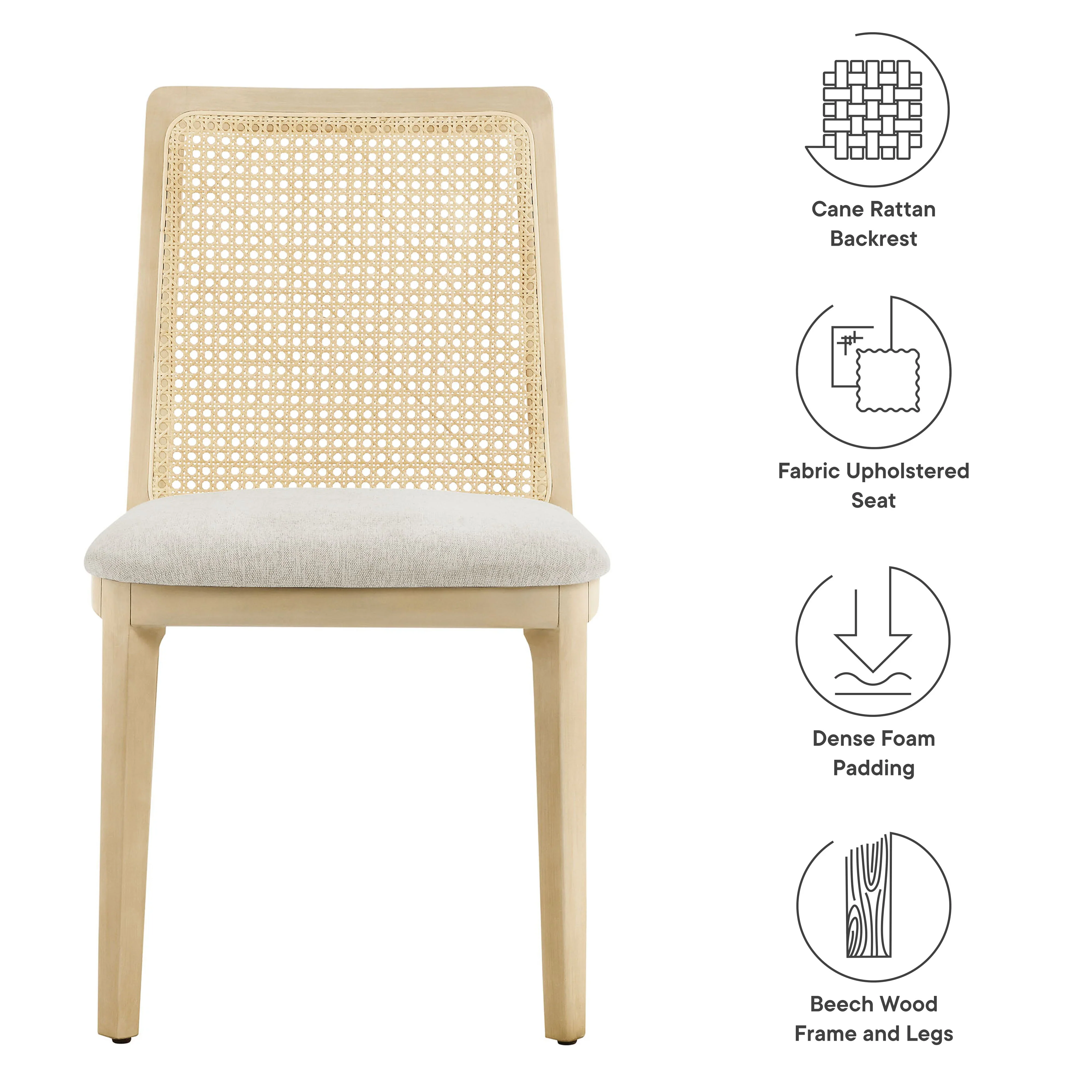Monarch Wood and Rattan Dining Side Chair - Image 8