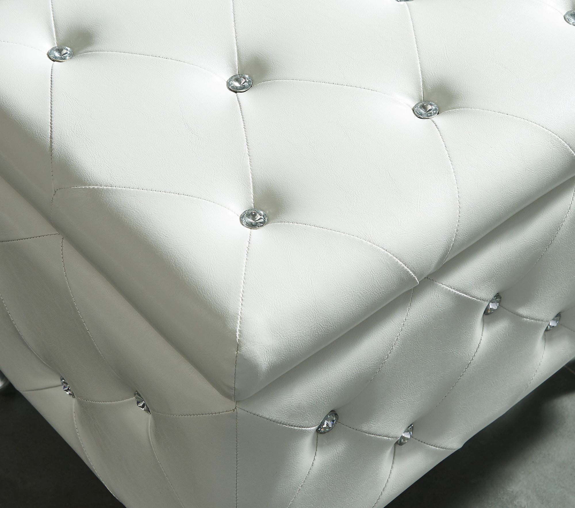 Monique Square Storage Ottoman in White and Chrome - Image 6