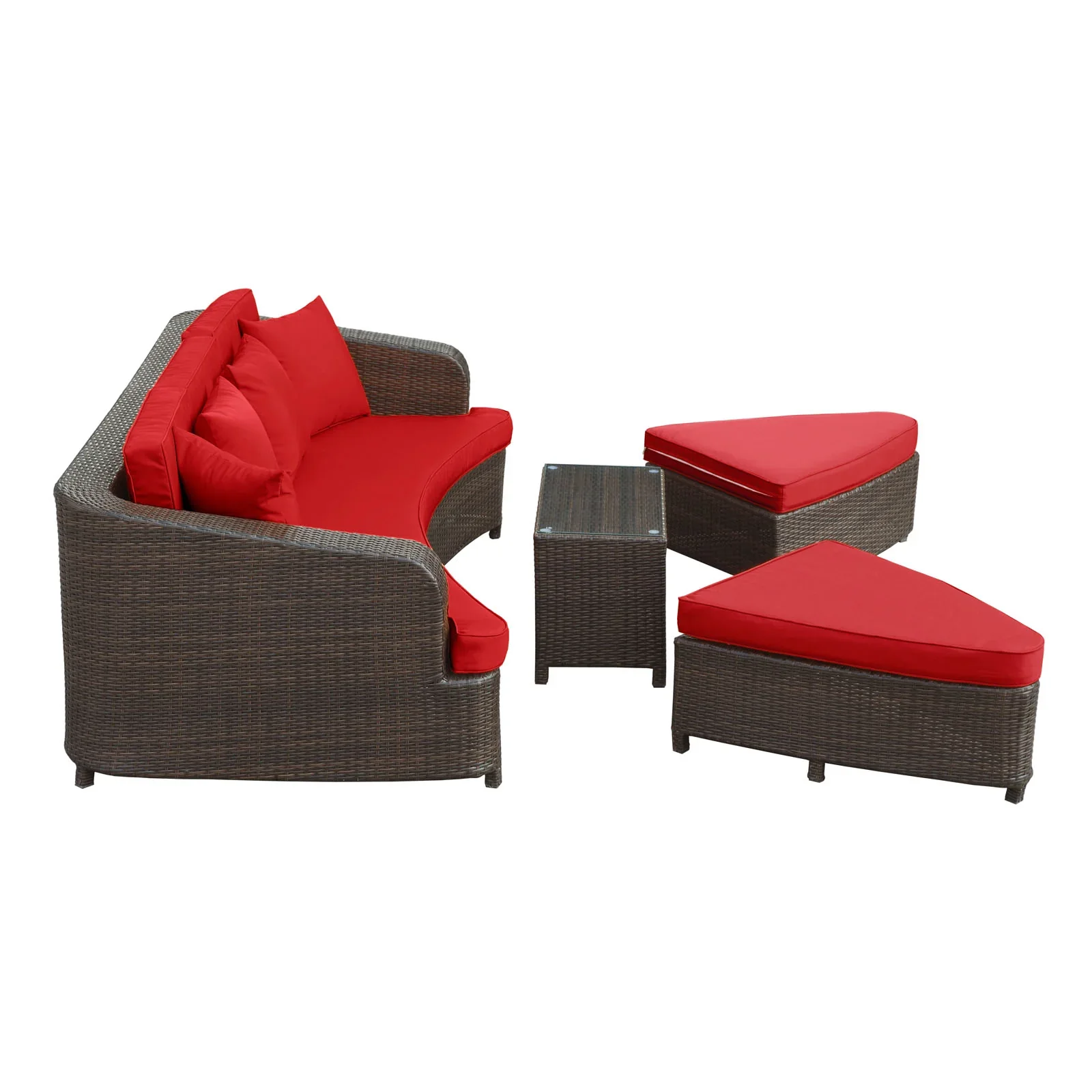 Monterey 4 Piece Outdoor Patio Sofa Set in Brown Red - Image 5