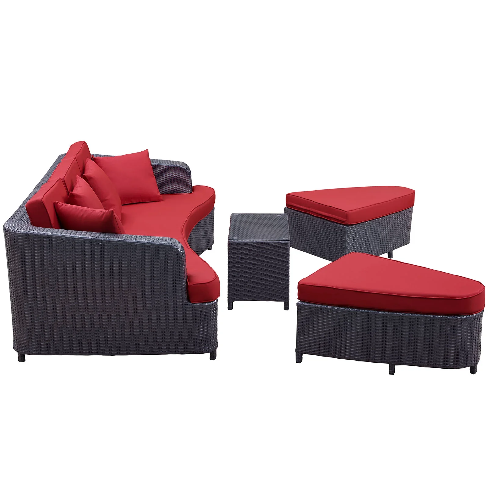 Monterey 4 Piece Outdoor Patio Sofa Set in Brown Red - Image 6