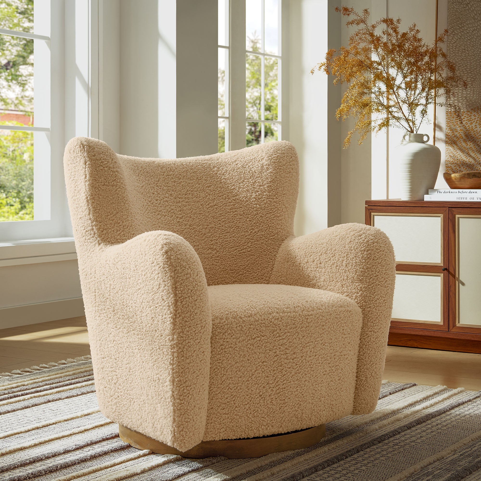 Montrose Wingback Sherpa Swivel Accent Chair - Image 20