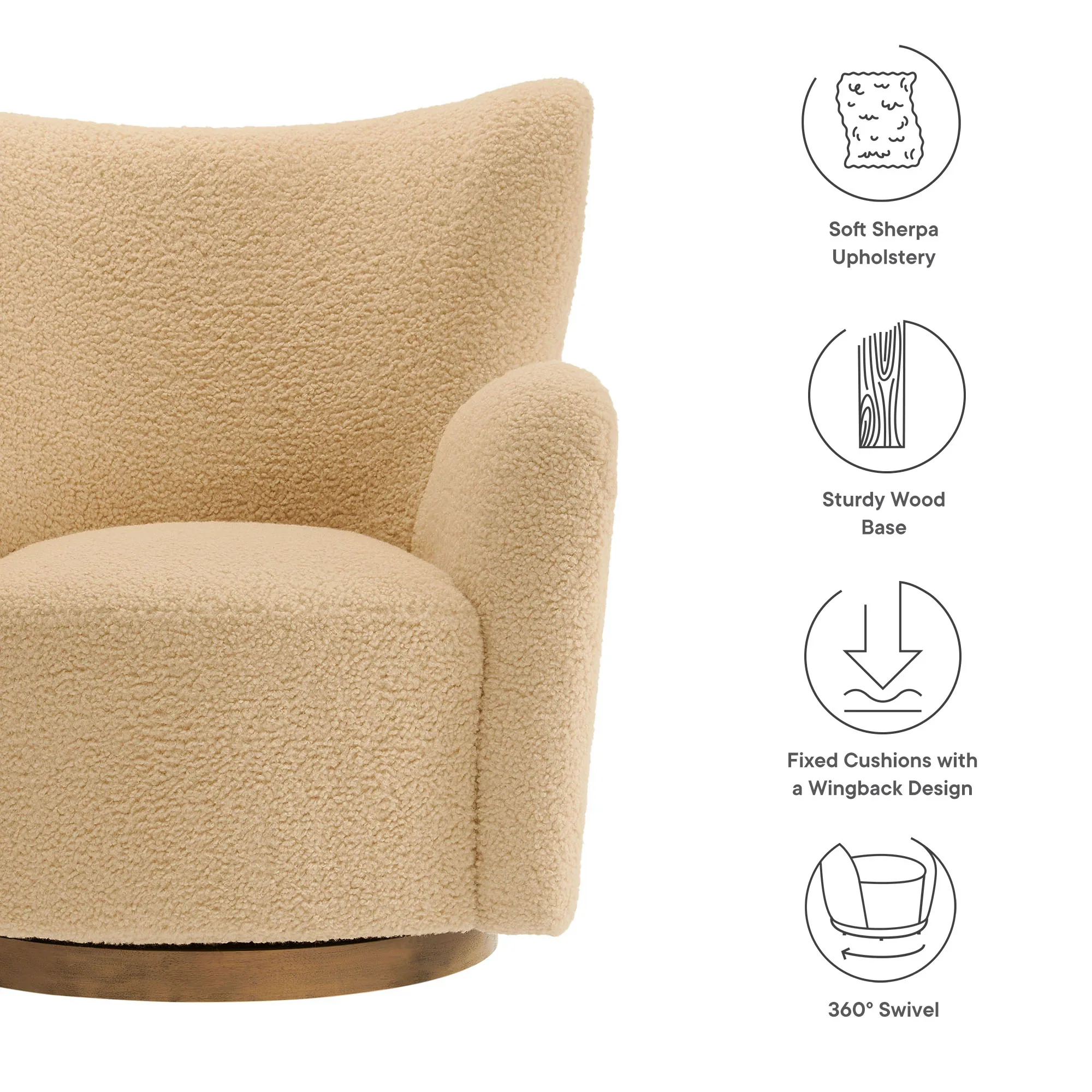 Montrose Wingback Sherpa Swivel Accent Chair - Image 26