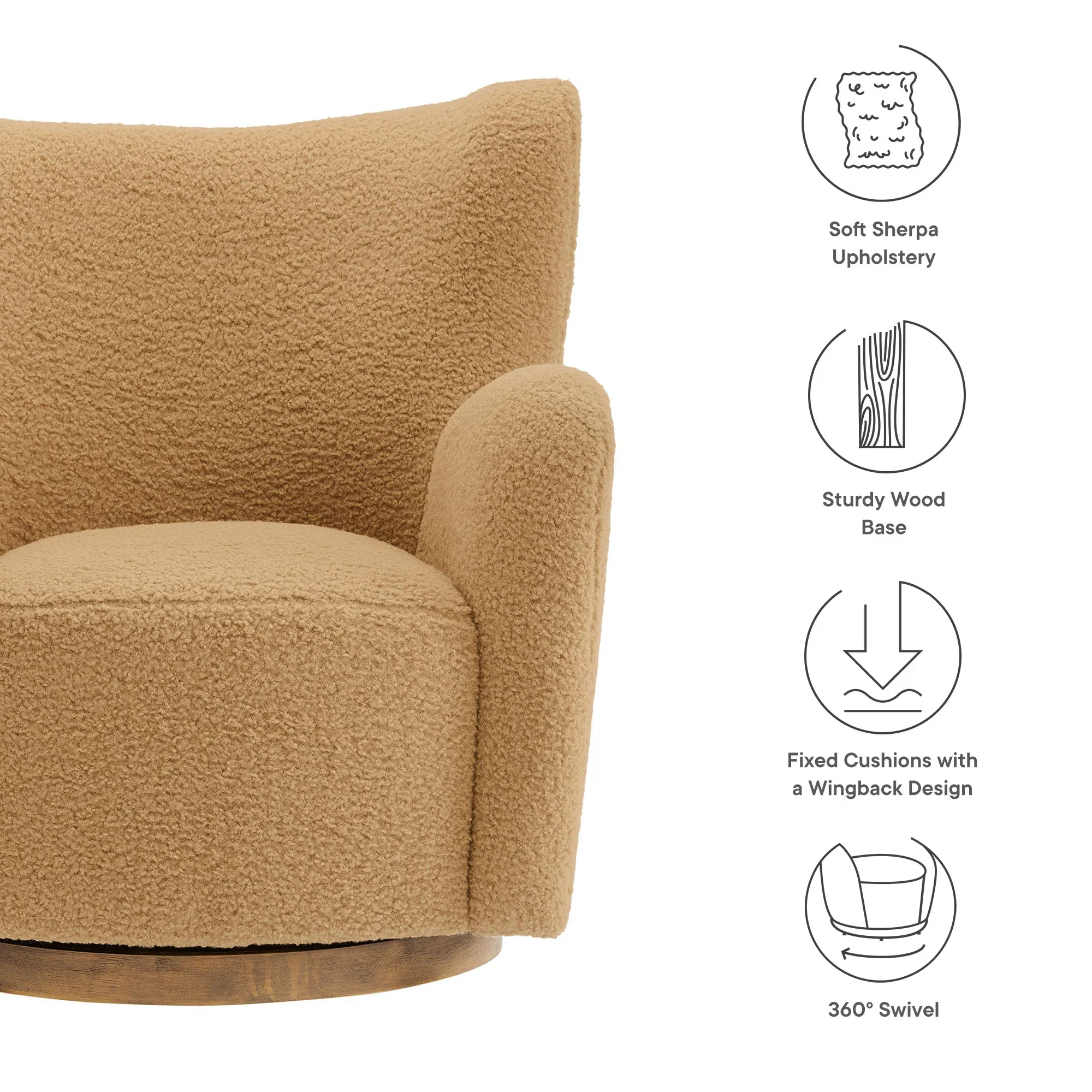 Montrose Wingback Sherpa Swivel Accent Chair - Image 8