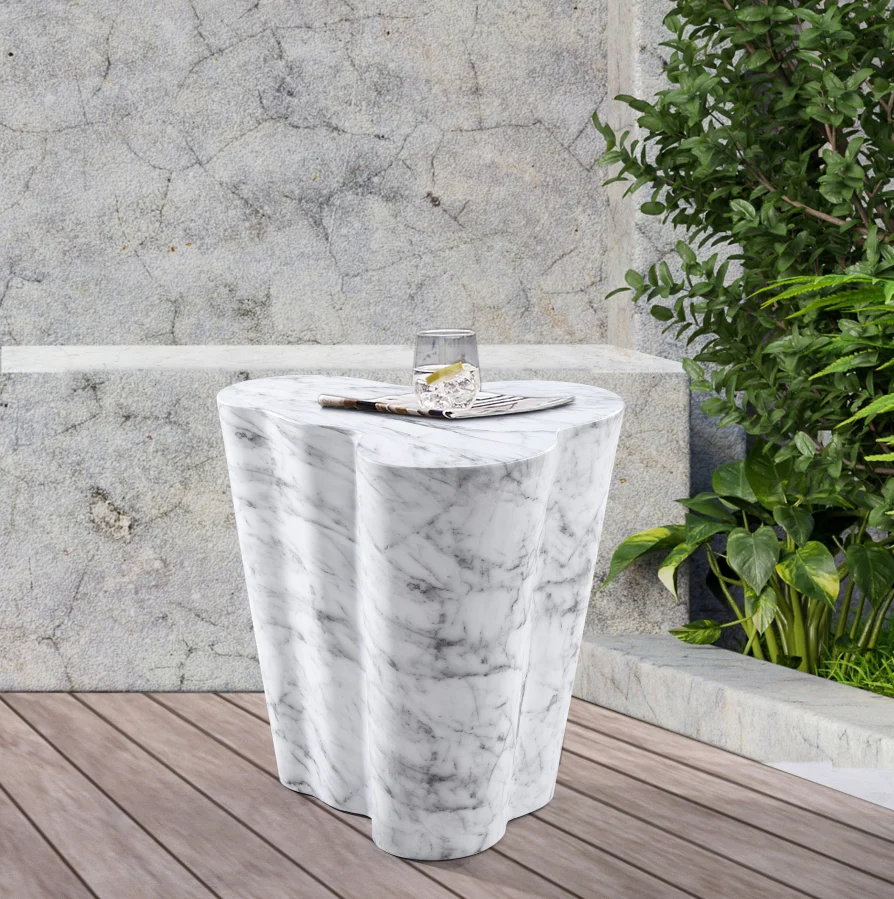 Monza Marble Finish Indoor / Outdoor Concrete End / Side Table - Image 11