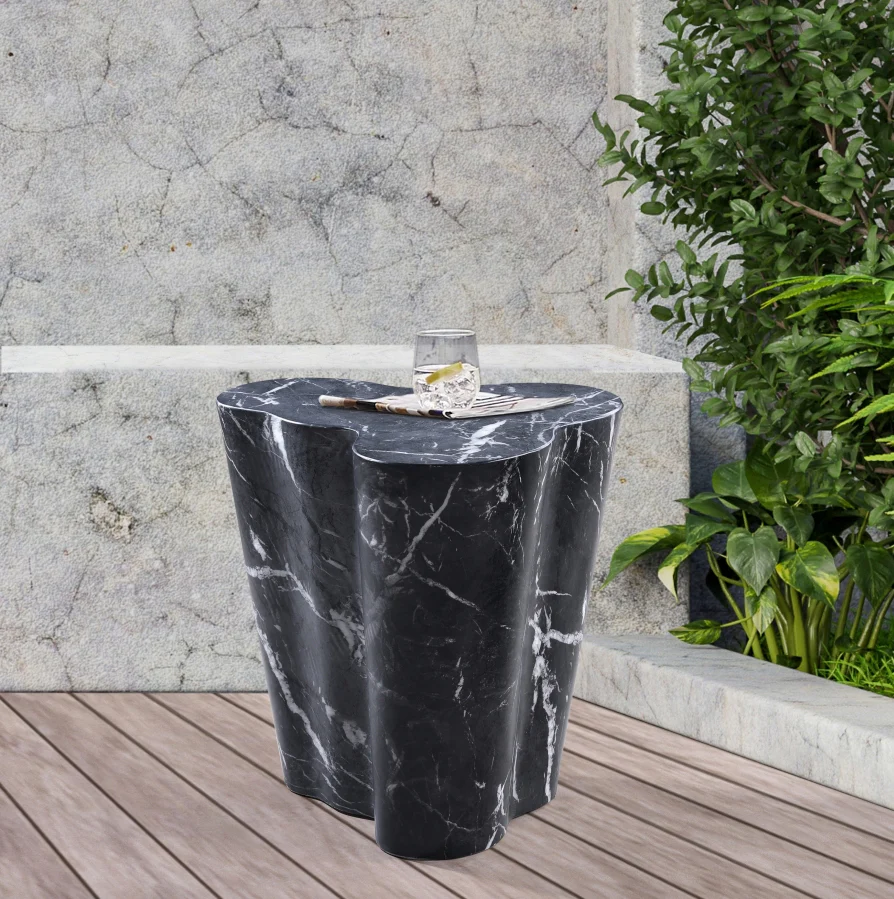 Monza Marble Finish Indoor / Outdoor Concrete End / Side Table - Image 2