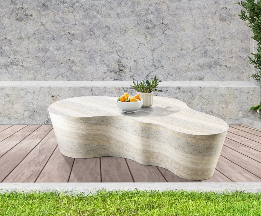 Monza Travertine Finish Indoor/Outdoor Concrete Coffee Table - Image 2