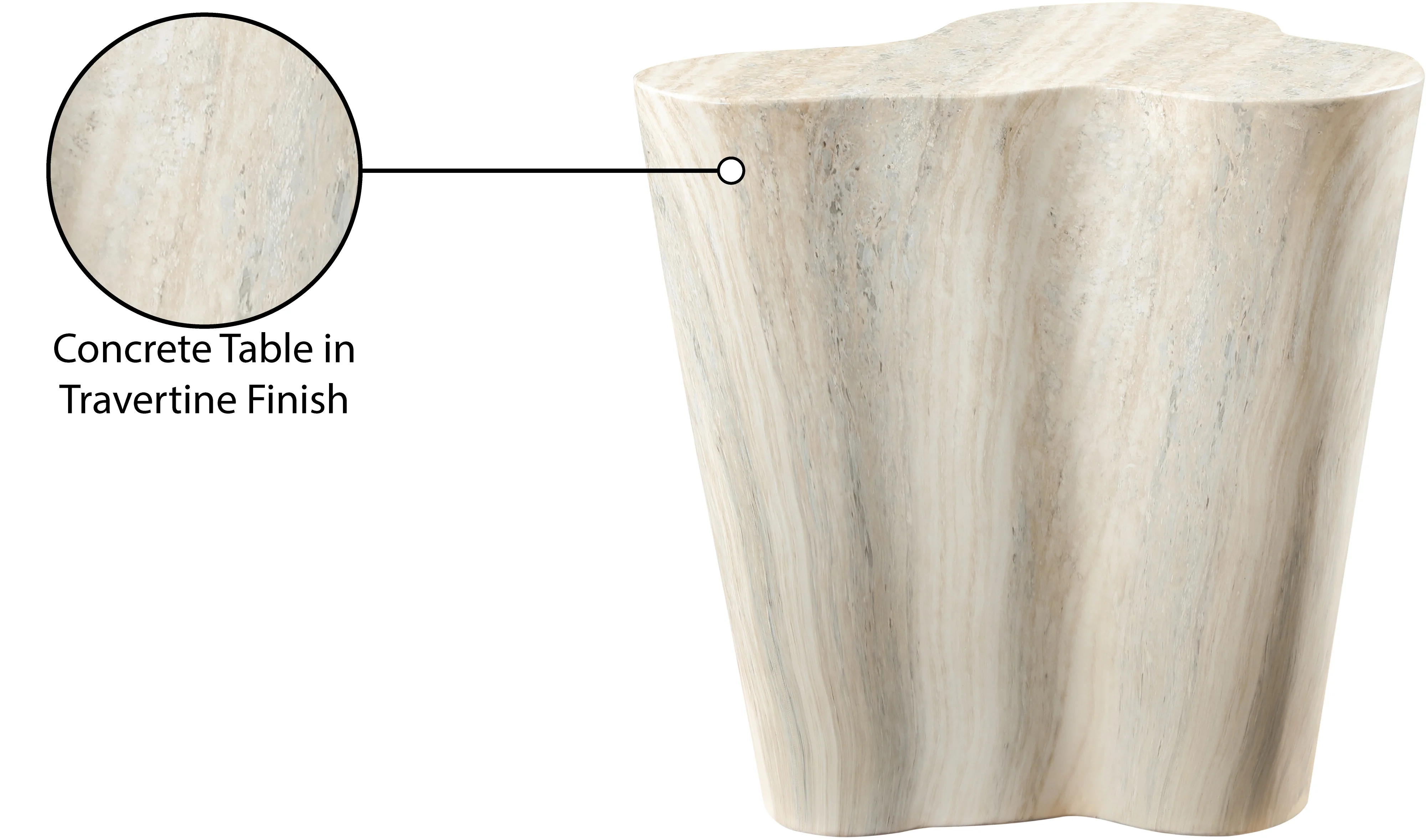 Monza Travertine Finish Indoor / Outdoor Concrete End / Side Table - Image 9