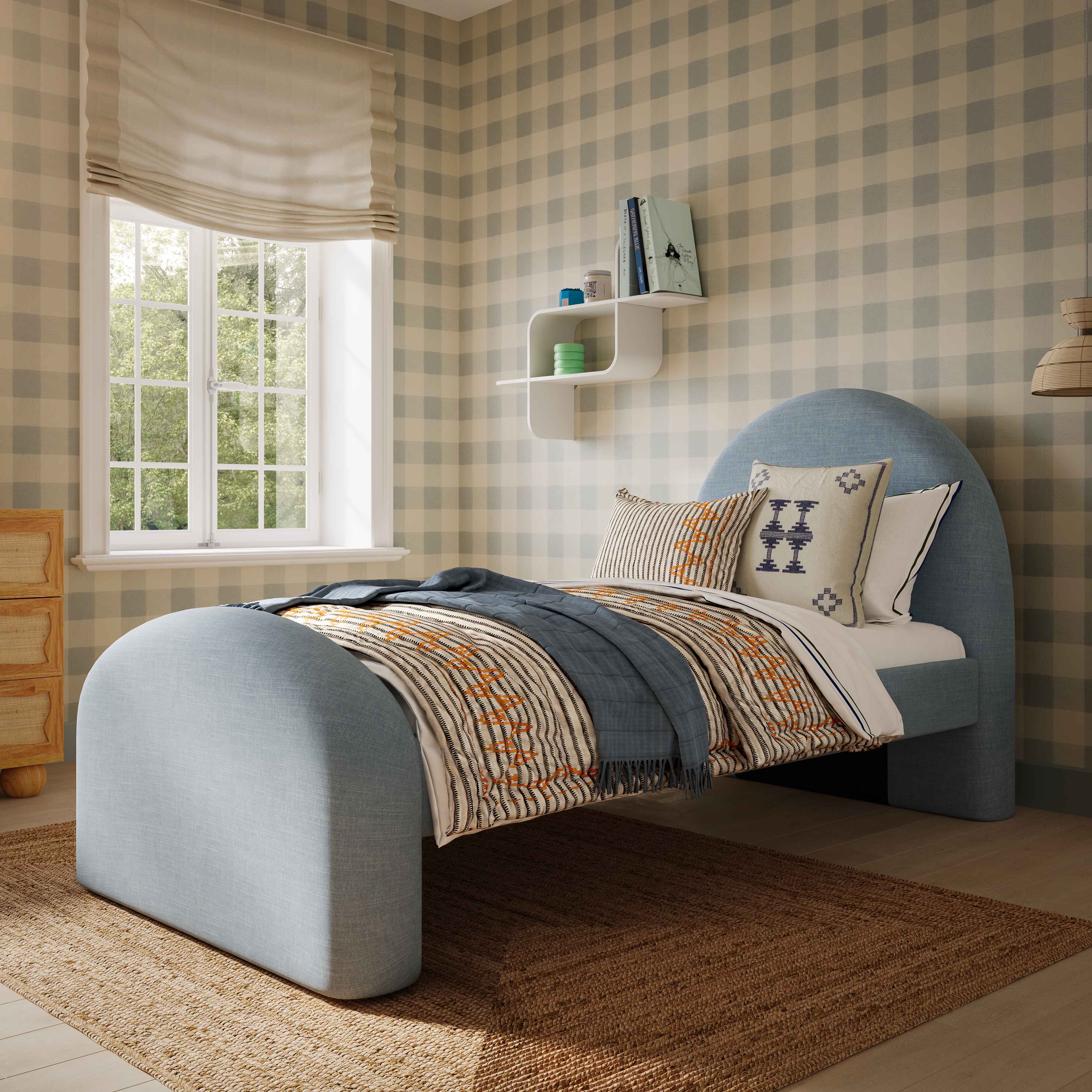 Moon Chambray Blue Performance Chenille Twin Bed - Image 2