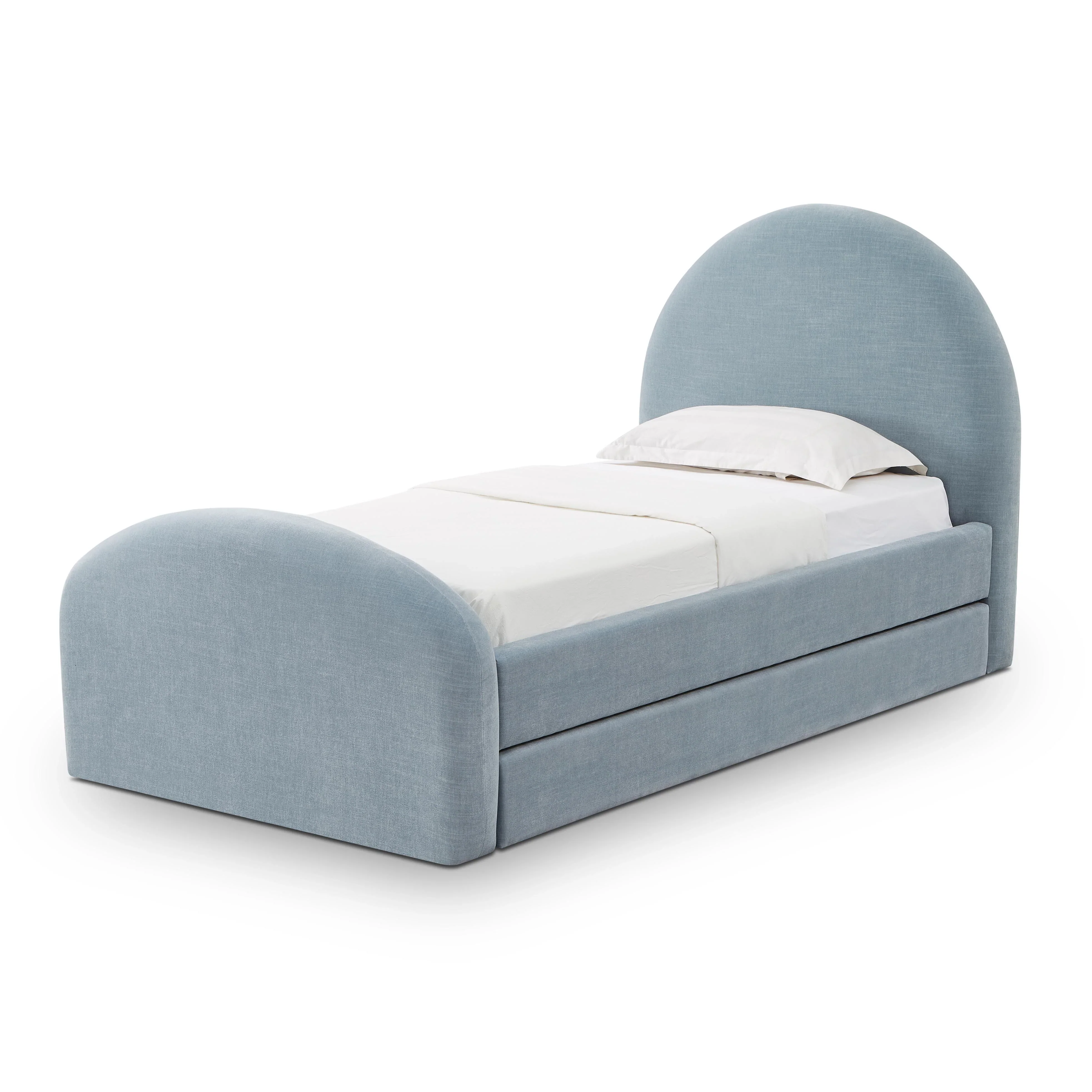 Moon Chambray Blue Performance Chenille Twin Trundle Bed - Image 4