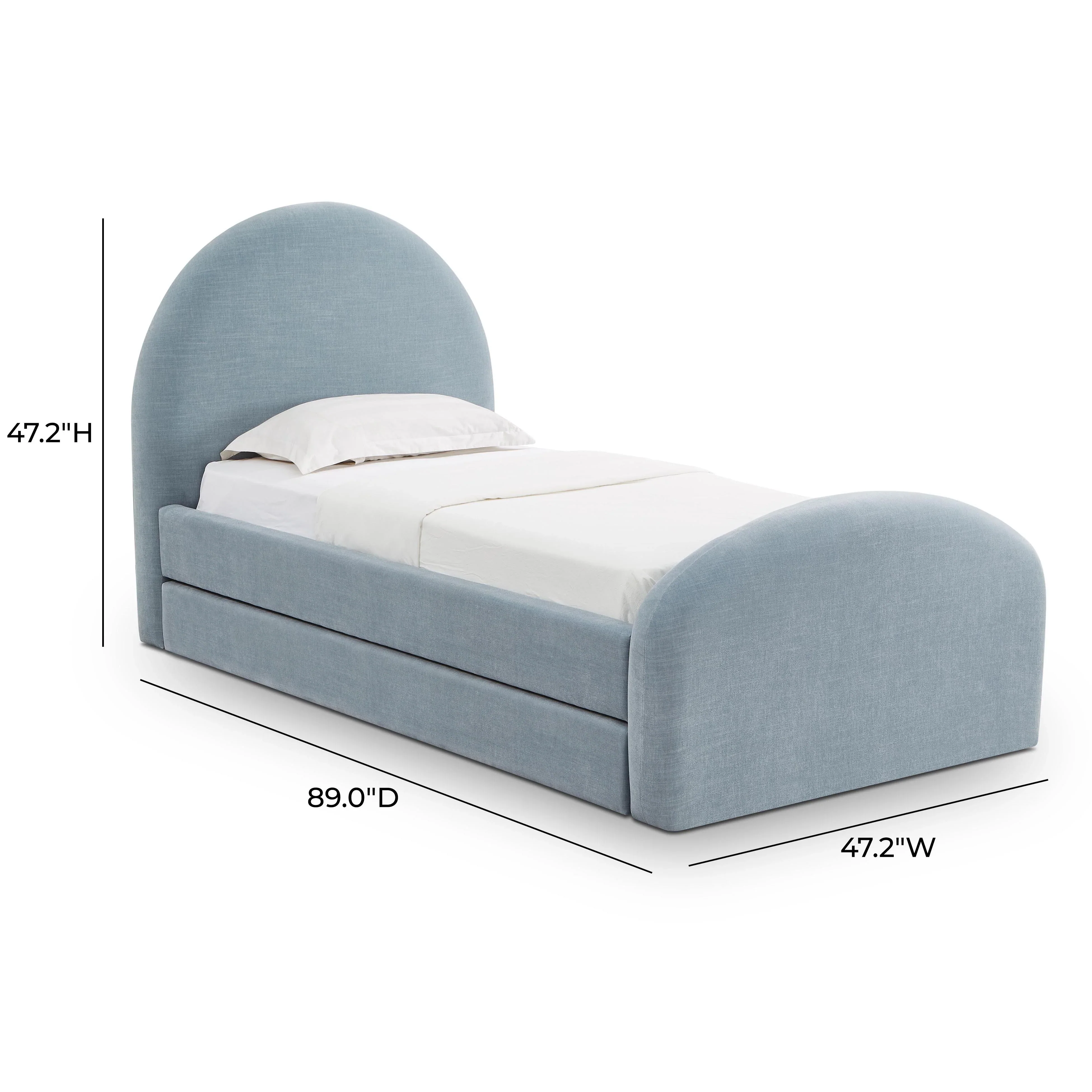 Moon Chambray Blue Performance Chenille Twin Trundle Bed - Image 5