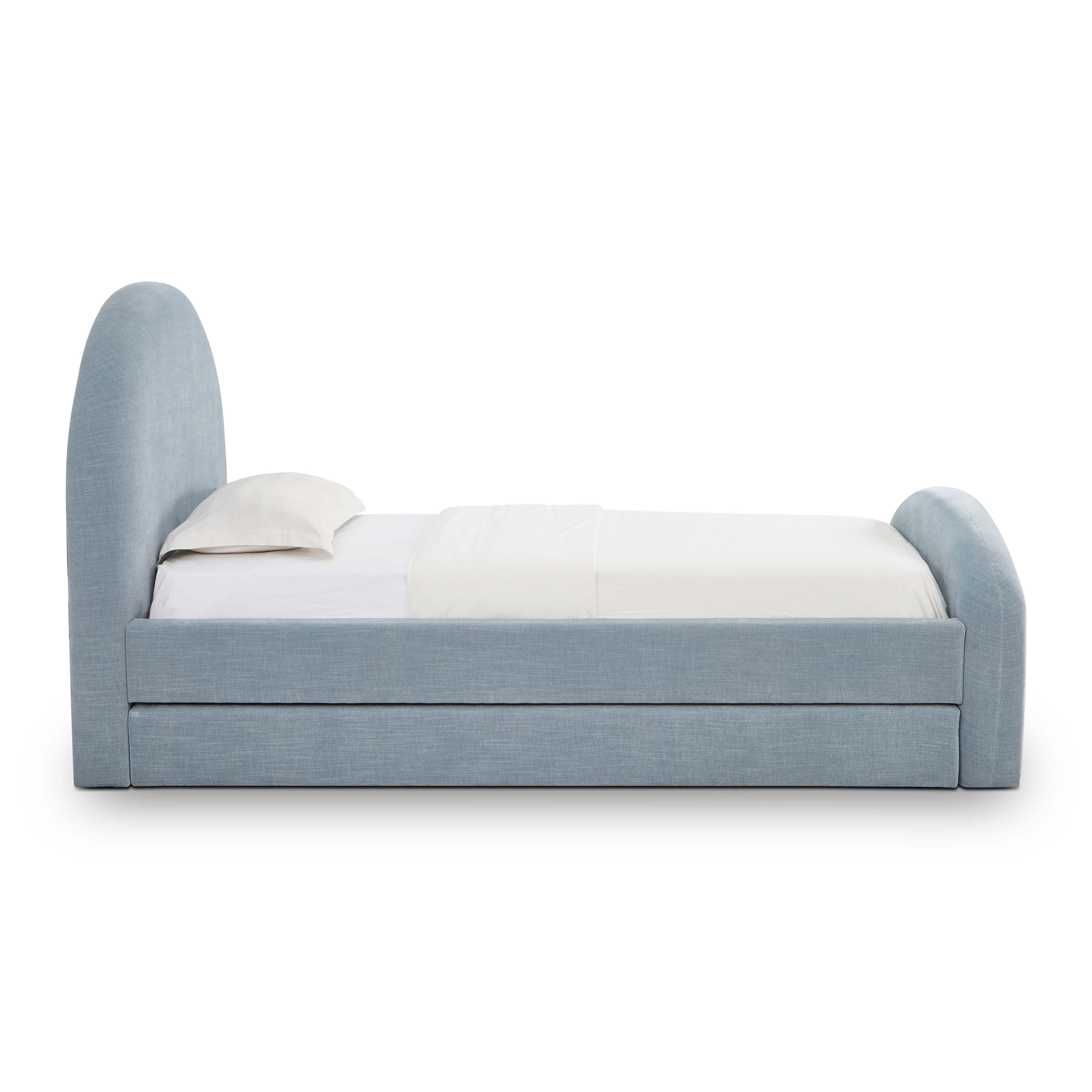 Moon Chambray Blue Performance Chenille Twin Trundle Bed - Image 6