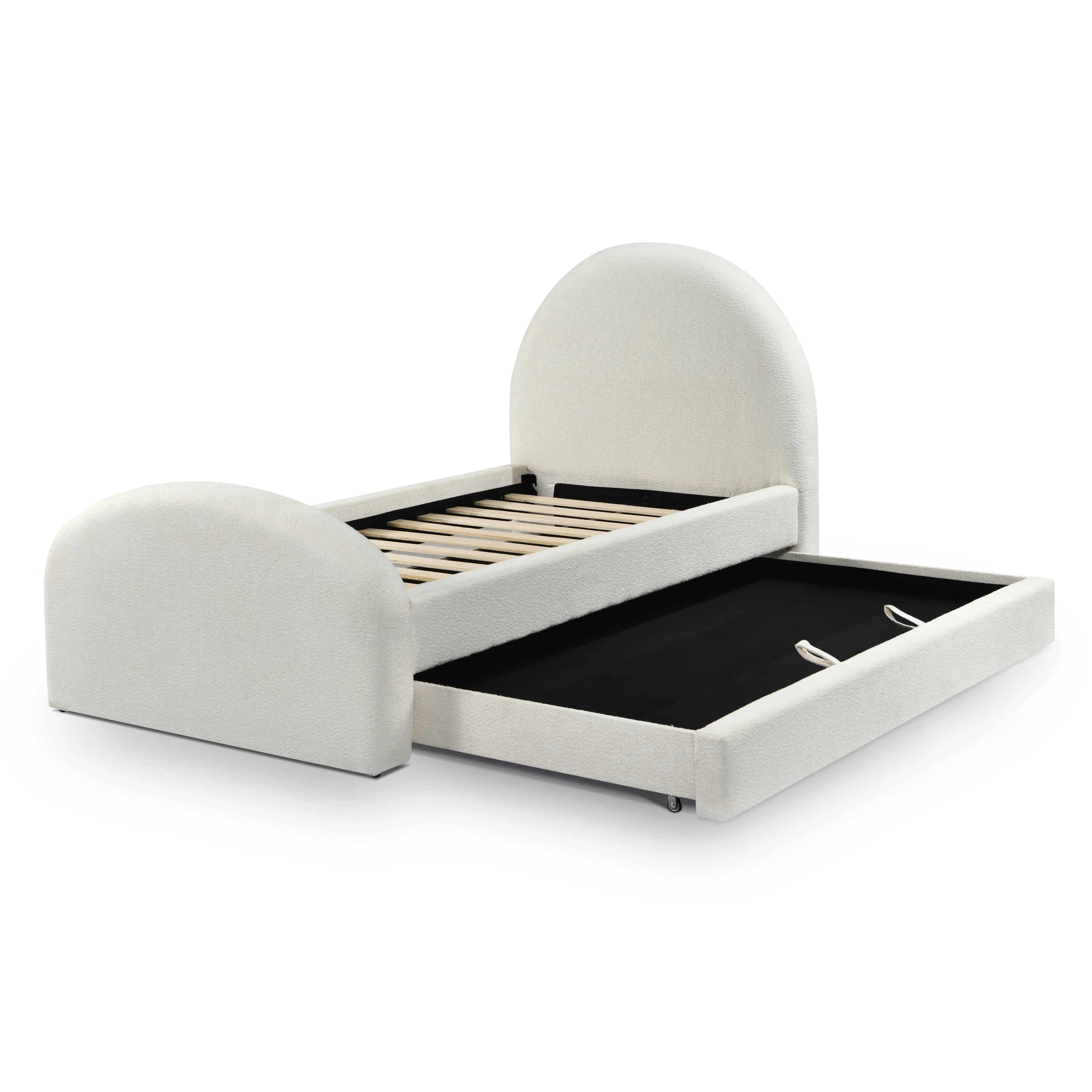 Moon Cream Performance Boucle Twin Trundle Bed - Image 7